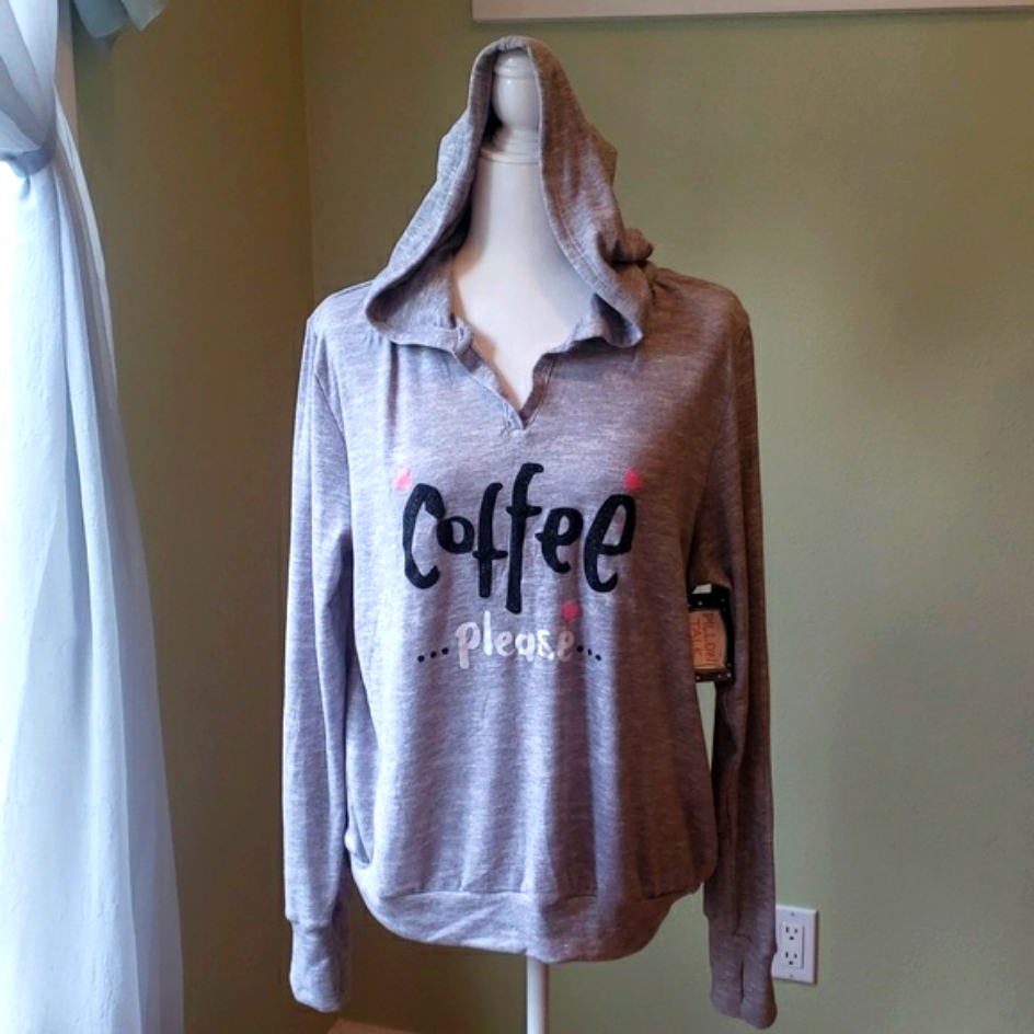 Lightweight Hoodie Womens Large Coffee Please Pillow Talk Brand